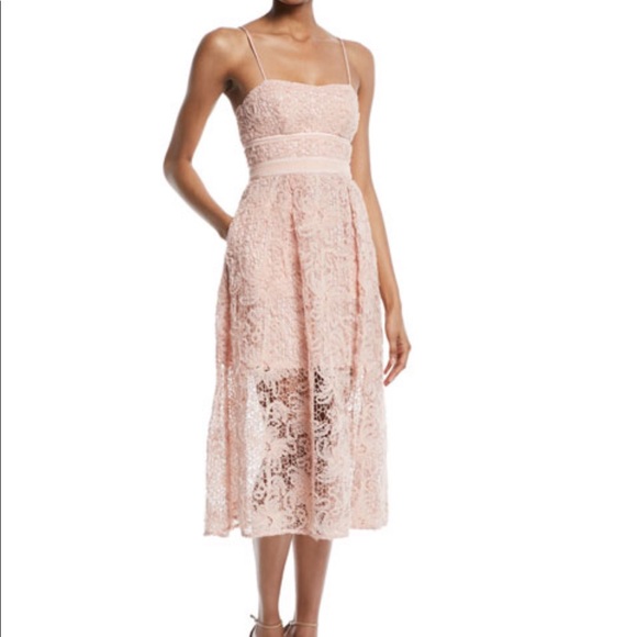 Self-Portrait Dresses & Skirts - Self Portrait Floral Lace Sleeveless MIDI Cocktail Dress in Blush Sz 4